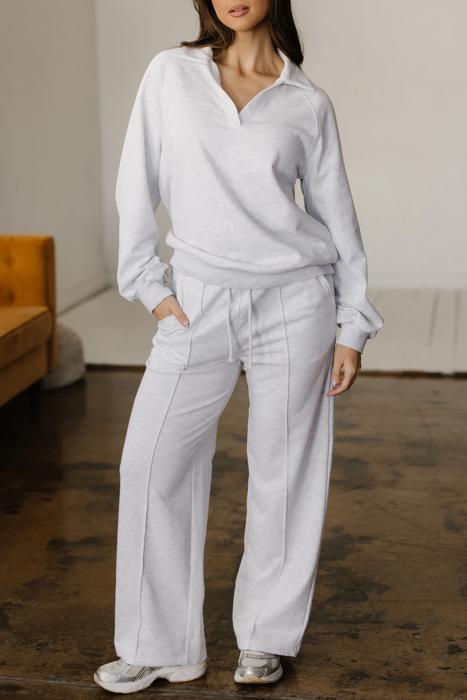 Polo V-Neck Pullover & Drawstring Pants Set | S-XL