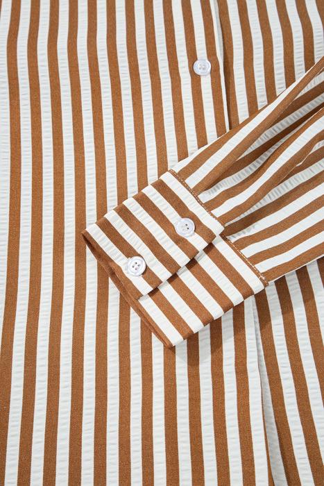 Striped Ruffle Hem Collared Mini Dress | S-XL