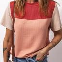  Rib Textured Colorblock Short Sleeve Top | S-XL