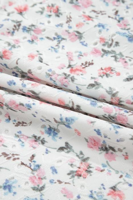 Floral Print Textured Square Neck Long Sleeve Top | S-XL
