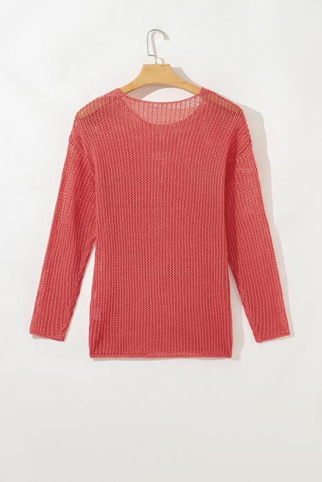 Crochet Open-Knit Sweater Top | S-XL