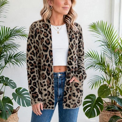 Leopard Print Open Front Cardigan | S-XL