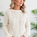  Cable Knit Drop Shoulder Sweater | S-XL