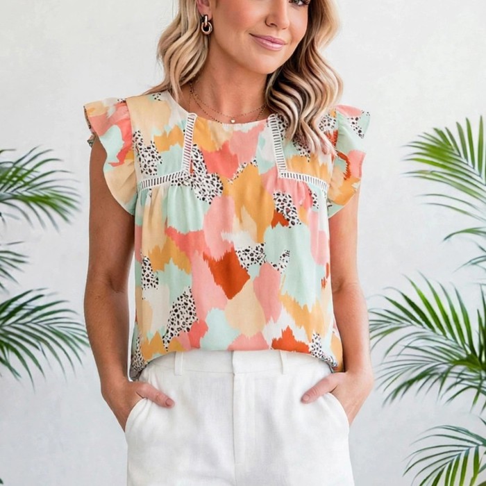 Season Style Ruffled Sleeve Tank | Free Shipping