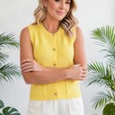  Solid Knit Sweater Vest with Front Pockets | S-XL