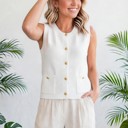  Solid Knit Sweater Vest with Front Pockets | S-XL