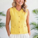  Solid Knit Sweater Vest with Front Pockets | S-XL