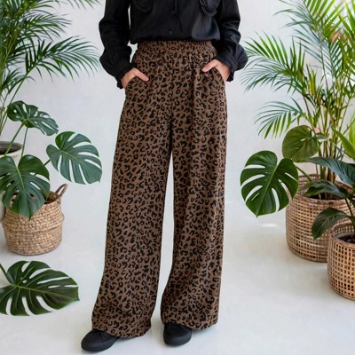 Leopard Print High-Waisted Corduroy Pants | S-XL