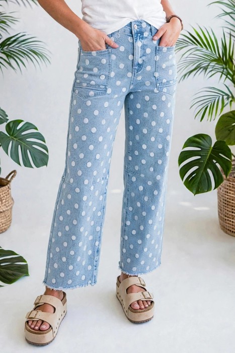 Polka Dot Slim Fit Denim Jeans