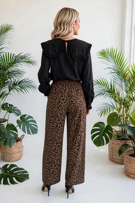 Leopard Print High-Waisted Corduroy Pants | S-XL