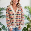  Dot Pattern Knit Button Front V Neck Cardigan | S-XL
