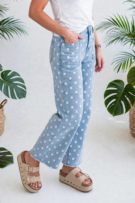 Polka Dot Slim Fit Denim Jeans