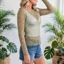  Vintage Floral Print Sheer Long Sleeve Top | S-XL
