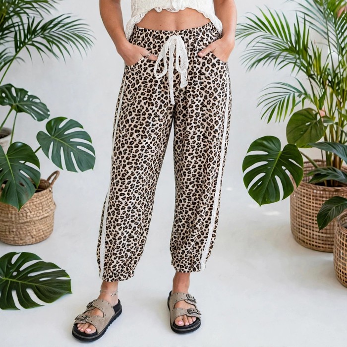 Leopard Print Ankle-Length Pants | S-XL