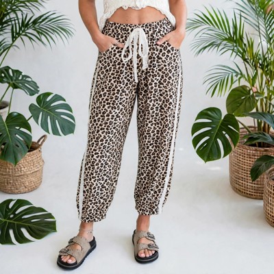 Leopard Print Ankle-Length Pants | S-XL