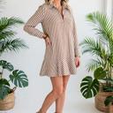  Striped Ruffle Hem Collared Mini Dress | S-XL