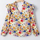  Floral Charm Ruffle Shoulder Blouse | S-XL