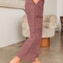  Lace-Up Raw Hem Patched Pocket Pants | S-XL