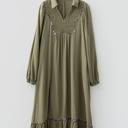  Collared V-Neck Leopard Trim Maxi Dress | S-XL