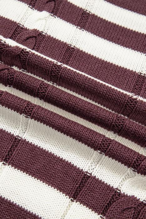 Stripe & Stitch Knit Cable Sweater | S-XL