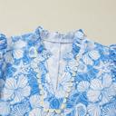  Ocean Bloom Collared Scallop Trim Blouse | S-XL