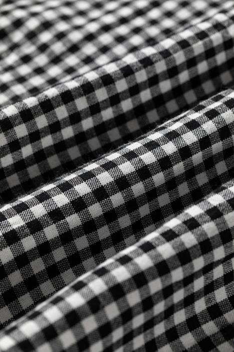 Plaid Shirred Cuff Long Sleeve Blouse | S-XL
