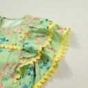  Stripe Floral Ruffle Sleeve Top | S-XL