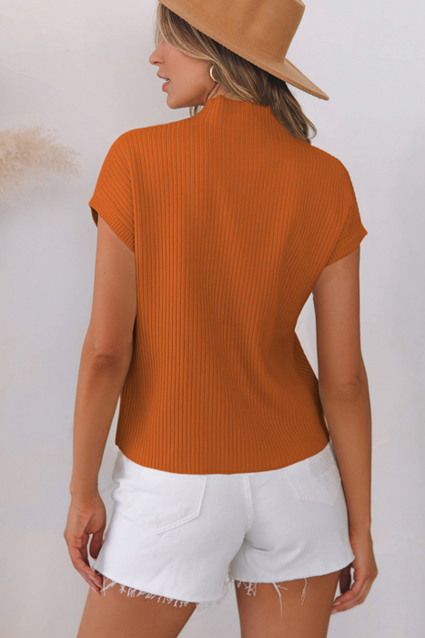 Pocket Ribbed Knit Short Sleeve Sweater | S-XL