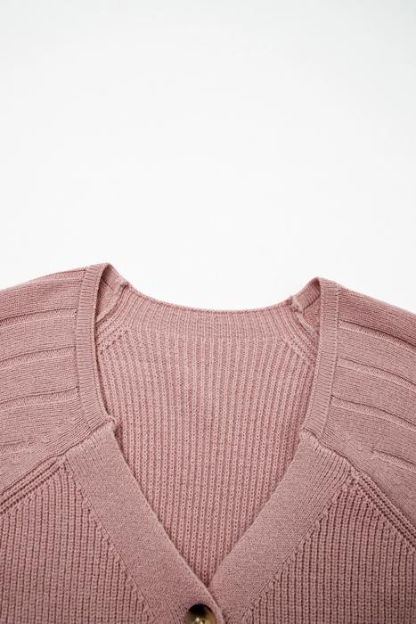 Celeste Texture Knit Button V Neck Cardigan | S-XL