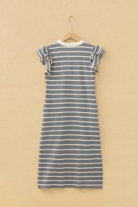 Button Front Contrast Trim Notch Neck Dress | S-XL