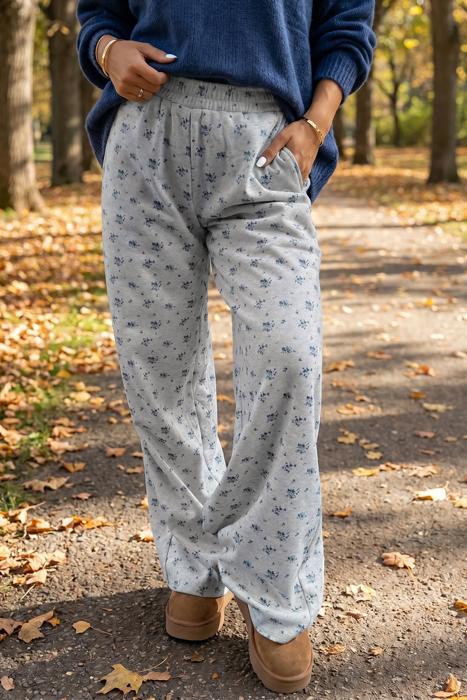 Floral Print Elastic Waist Full-Length Pants | S-XL