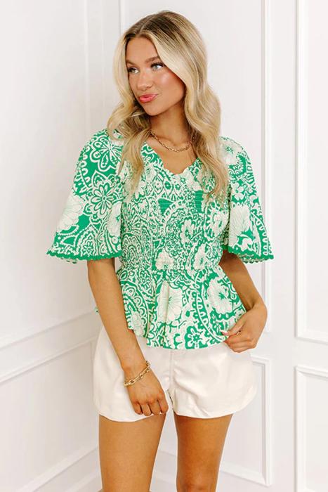 Sweet Bloom Smocked Blouse | S-XL