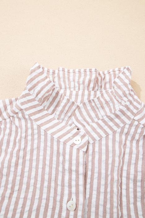 Striped Collar Half Sleeve Shirt Maxi Dress | S-XL