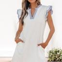  Contrast Stripe Split Neck Sleeveless Summer Dress | S-XL
