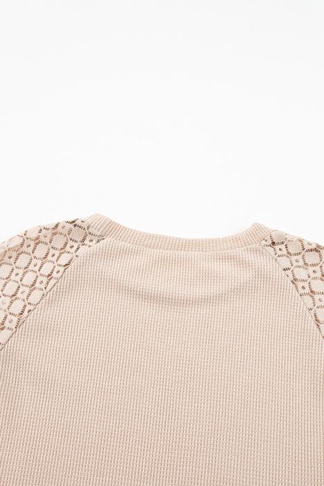 Textured Lace Sleeve Pullover | S-2XL