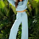  Drop Shoulder Puff Sleeve Cropped Pullover Pants Set | S-XL