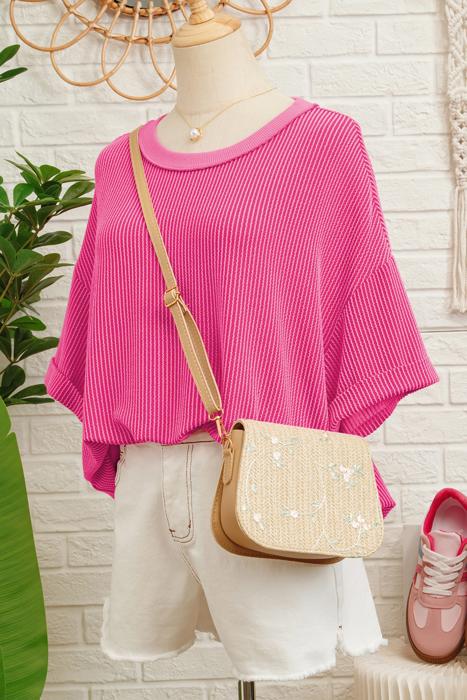 Spiral Ribbed Bow-Back Oversized Tee | S-XL