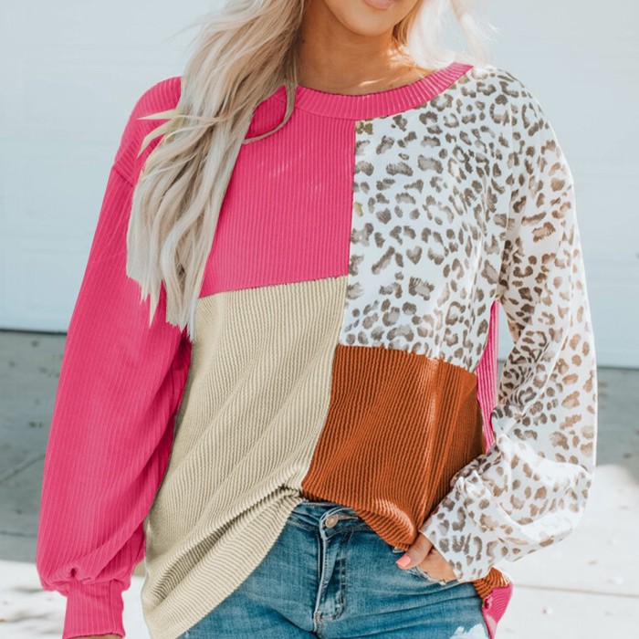 Color Block & Patchwork Ribbed Top | S-2XL