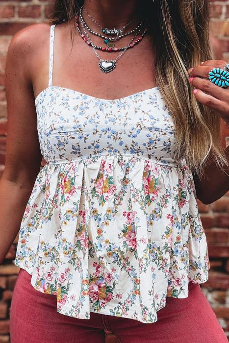 Floral Spaghetti Strap Babydoll Top | S-XL