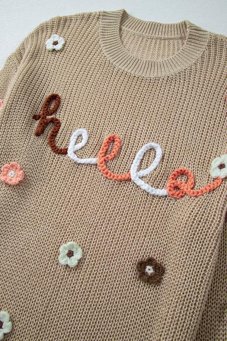 Hello Fall Embroidered Knit Loose Sweater | S-XL