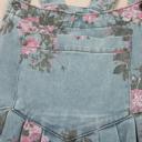  Pleated Floral High-Waist Wide-Leg Denim Jumpsuit | S-XL