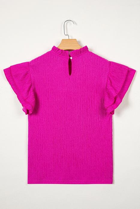 Ruffle Trim Basic Blouse | S-XL