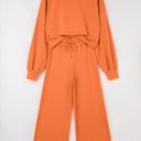  Drop Shoulder Puff Sleeve Cropped Pullover Pants Set | S-XL