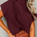  Pocket Ribbed Knit Short Sleeve Sweater | S-XL