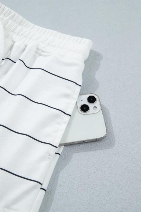 Stripe Half Sleeve Top & Shorts Set | S-XL