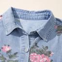  Floral Print Denim Button-Down Shift Dress | S-XL