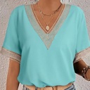  Delicate Lace Trim V-Neck Blouse | S-XL