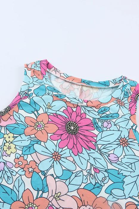 Colorful Sleeveless Floral Mini Dress |S-XL