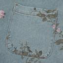  Pleated Floral High-Waist Wide-Leg Denim Jumpsuit | S-XL