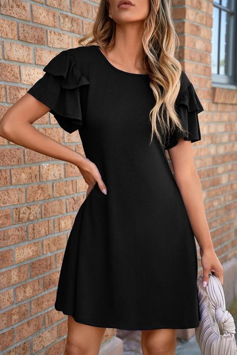 Double Ruffle Sleeve Mini Dress | S-XL